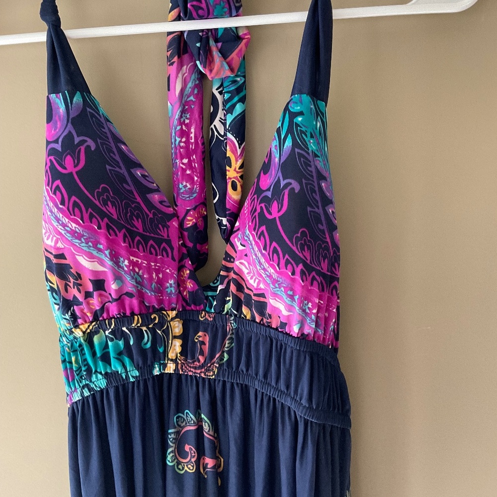 Bright, swingy, halter dress